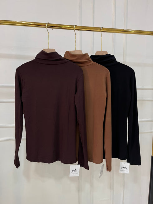 Women Stretchy Solid Colour Turtle Neck